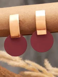 SOHI Women Maroon Gold Plated Designer Contemporary Drop Earrings