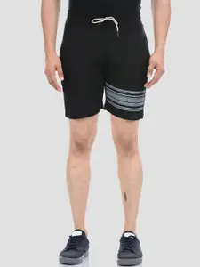 ONEWAY Men Black Striped Sports Shorts