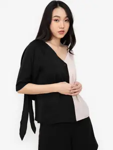 ZALORA BASICS Women Black Colourblocked Casual Shirt