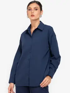 ZALORA WORK Women Navy Blue Casual Shirt