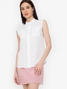 ZALORA WORK Women White  Recycled Polyester Casual Shirt
