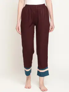 COASTLAND Women Maroon Solid Relaxed Fit Lounge Pants