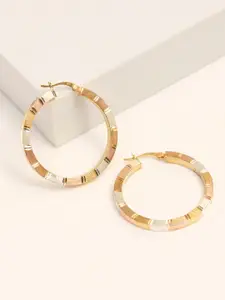 LeCalla 925 Sterling Silver 18K Gold-Plated Diamond-Cut Hoop Earrings