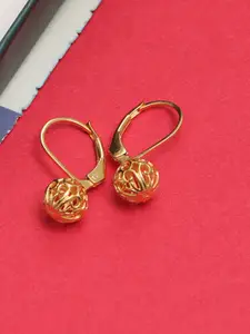 LeCalla Gold-Plated Silver Filigree Ball Contemporary Drop Earrings