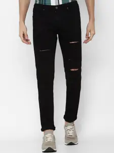 FOREVER 21 Men Black Slim Fit Mildly Distressed Jeans