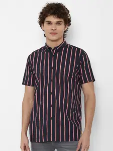 FOREVER 21 Men Black & Pink Striped Casual Shirt
