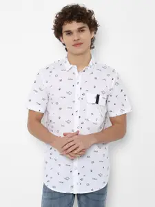 FOREVER 21 Men White Printed Casual Shirt
