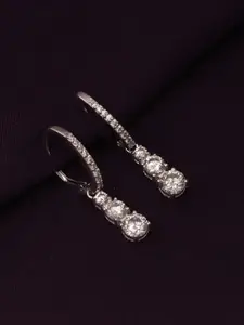 LeCalla 925 Sterling Silver White CZ Studded Drop Earrings