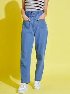 Noh.Voh - SASSAFRAS Kids Noh Voh - SASSAFRAS Girls Blue Mom Fit Paper Bag Jeans