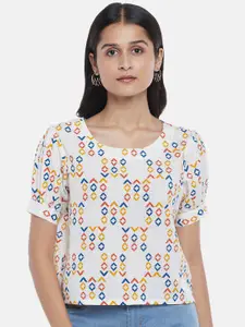 People Women Off White Printed Top