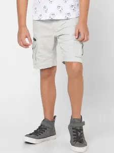 Jack & Jones Boys Grey Solid Cargo Shorts