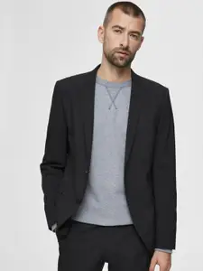 SELECTED Men Black Solid Single-Breasted Slim Fit Formal Blazer