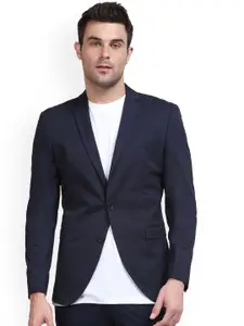 SELECTED Men Blue Solid Single Breasted Slim-Fit Blazers