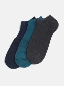 Adidas Men Pack of 3 Grey & Navy Blue Low Cut Socks