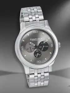 Fastrack Fastrack Men Grey Brass Dial & Grey Stainless Steel Bracelet Style Straps Analogue Watch 3252SM01