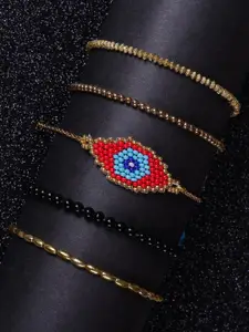 DIVA WALK EXCLUSIVE Women Multicoloured Set of 5 Beaded Handcrafted Bracelet
