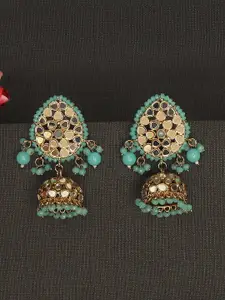 AccessHer Gold Plated Mirror Jhumkas Earrings