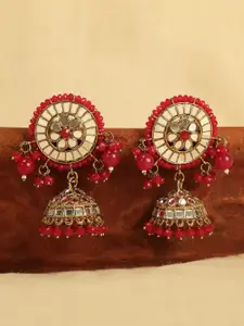 AccessHer Gold-Plated Mirror Dome Shaped Jhumkas Earrings