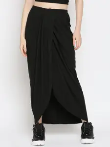 Disrupt Women Black Solid Wrap Maxi Skirt