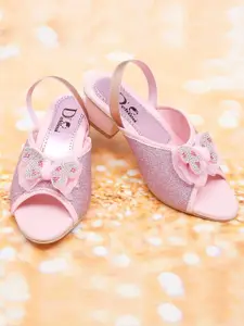 DChica Girls Pink Embellished Block Sandals with Bows
