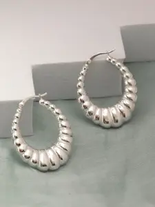 LeCalla Silver-Toned Contemporary Hoop Earrings