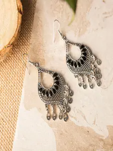Jewelz Silver-Toned Contemporary Drop Earrings