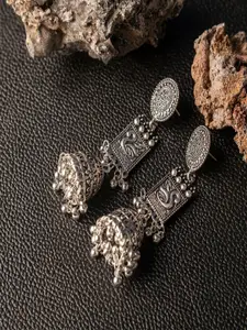 Jewelz Silver-Toned Jhumkas Earrings