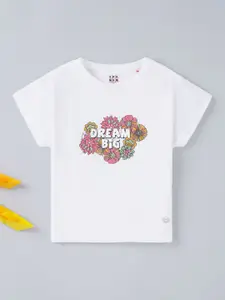 Ed-a-Mamma Girls White Printed T-shirt