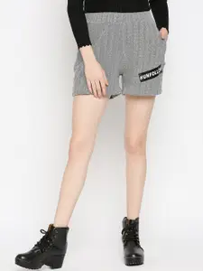 Disrupt Women Grey Self Design Regular Shorts
