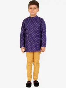 Superminis Boys Navy Blue Pure Cotton Kurta with Pyjamas