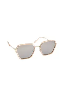 Lee Cooper Women Mirrored Lens & Gold-Toned Cateye Sunglasses LC9183NTA TR C1