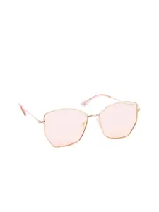 Lee Cooper Women Pink Lens & Gold-Toned Butterfly Sunglasses with UV Protected Lens LC9177