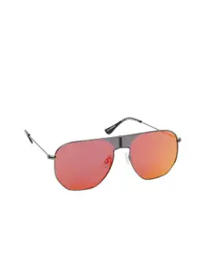Lee Cooper Men Red Lens & Gunmetal-Toned Oversized Sunglasses with UV Protected Lens