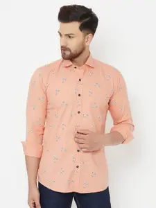 JOLLY'S Men Pink Straight  Printed Casual Shirt