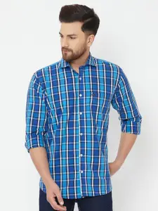 JOLLY'S Men Blue & White Checked Casual Shirt