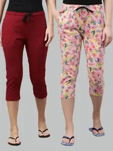 Kryptic Women Pack Of 2 Printed Pure Cotton Lounge Capris