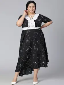 Oxolloxo Plus Size Women Black Satin Empire Maxi Dress