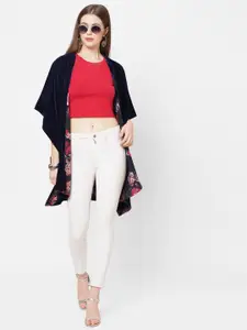 Cloth Haus India Women Navy Blue & Pink Printed Party Shrug