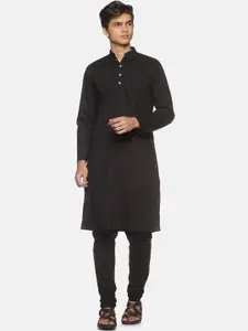 Sethukrishna Men Black Pure Cotton Kurta with Pyjamas