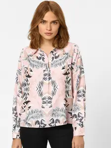 Vero Moda Women Pink Tropical Print Tropical Shirt Style Top