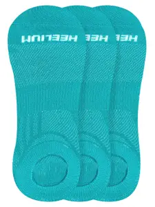 Heelium Men Pack Of 3 Teal Blue Solid Ankle-Length Socks