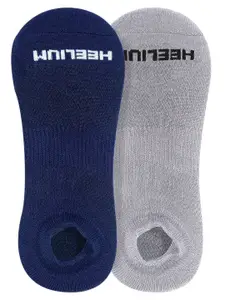 Heelium Men Grey & Navy Blue Pack Of 2 Solid Ankle-Length Socks