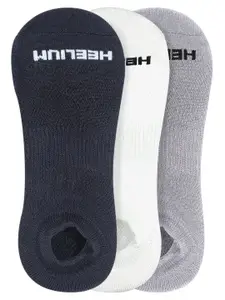 Heelium Men Pack Of 3 Grey & White Solid Ankle-Length Socks