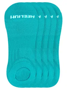 Heelium Men Pack Of 5 Teal Blue Solid Ankle-Length Socks