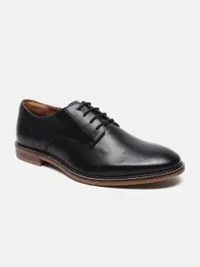 Arrow Men Black Solid Leather Formal Derbys