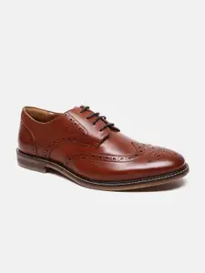 Arrow Men Tan Brown Solid Leather Formal Brogues