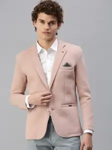 SHOWOFF Men Pink Solid Notched Lapel Single-Breasted Slim-Fit Blazer