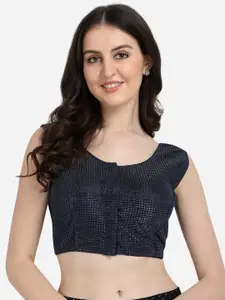 Fab Dadu Women Navy Blue Solid Saree Blouse