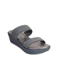 Ajanta Grey Solid Wedge Sandals
