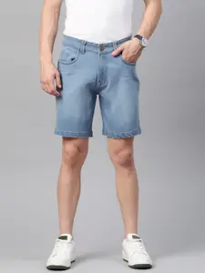 Hubberholme Men Blue Washed Denim Shorts